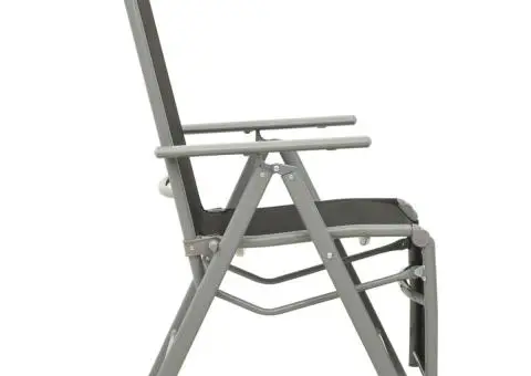 Scaun de grădină rabatabil, argintiu, aluminiu și textilenă - 3/5