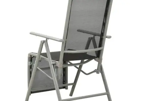 Scaun de grădină rabatabil, argintiu, aluminiu și textilenă - 4/5
