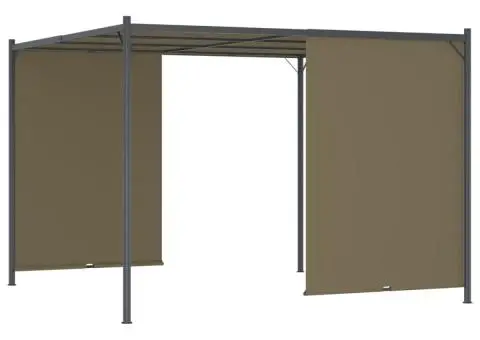 Pergolă grădină cu acoperiș retractabil gri taupe 3x3m 180 g/m² - 4/5