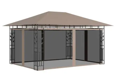 Pavilion cu plasă anti-țânțari, gri taupe, 4x3x2,73 m, 180 g/m² - 1/5