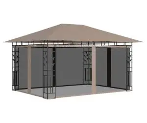 vidaXL Pavilion cu plasă anti-țânțari, gri taupe, 4x3x2,73 m, 180 g/m²