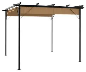 vidaXL Pergolă cu acoperiș retractabil gri taupe 3x3 m oțel 180 g/m²