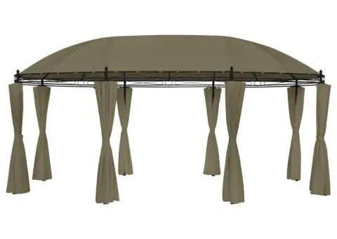 Pavilion cu perdele, gri taupe, 520x349x255 cm, 180 g/m² - 1/5