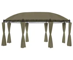 vidaXL Pavilion cu perdele, gri taupe, 520x349x255 cm, 180 g/m²