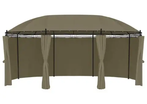 Pavilion cu perdele, gri taupe, 520x349x255 cm, 180 g/m² - 2/5