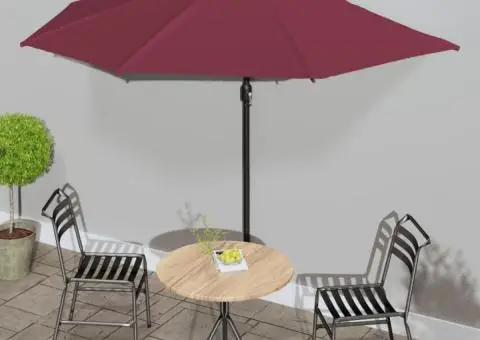 Umbrelă de balcon, tijă aluminiu bordo 300x155x223cm semirotund - 1/5