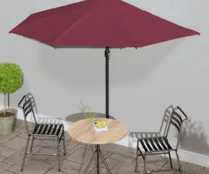 vidaXL Umbrelă de balcon, tijă aluminiu bordo 300x155x223cm semirotund