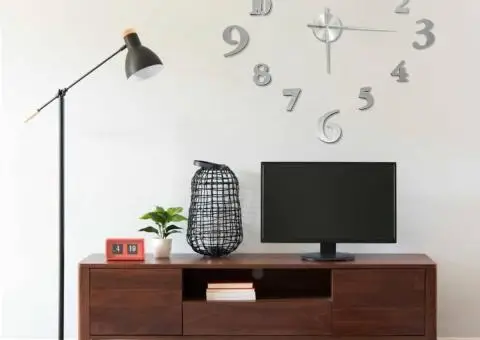 Ceas de perete 3D, argintiu, 100 cm, XXL, design modern - 1/5