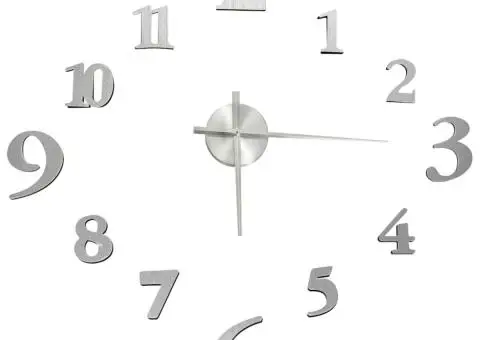 Ceas de perete 3D, argintiu, 100 cm, XXL, design modern - 2/5