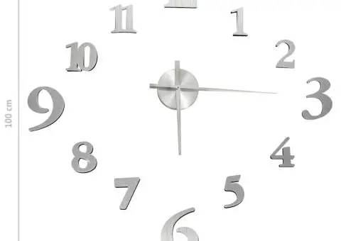 Ceas de perete 3D, argintiu, 100 cm, XXL, design modern - 5/5