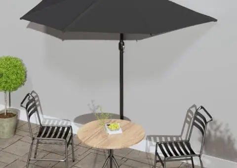 Umbrelă de balcon tijă aluminiu negru 270x144x222cm semicerc - 1/5