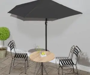vidaXL Umbrelă de balcon tijă aluminiu negru 270x144x222cm semicerc