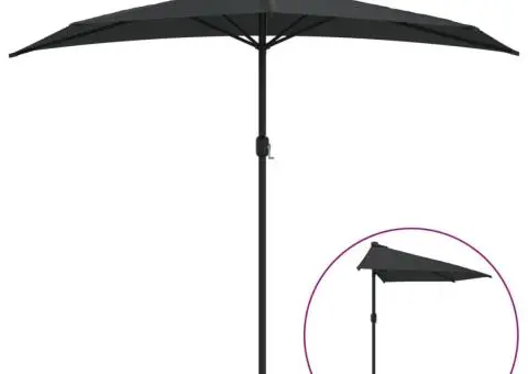 Umbrelă de balcon tijă aluminiu negru 270x144x222cm semicerc - 2/5