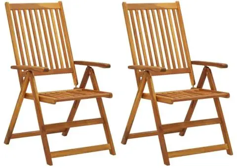 Scaune de grădină rabatabile, 2 buc., lemn masiv de acacia - 1/5