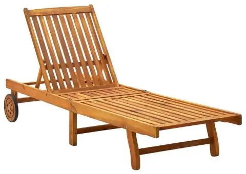 Șezlong de plajă, lemn masiv de acacia - 1/5