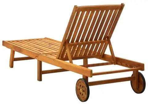 Șezlong de plajă, lemn masiv de acacia - 3/5