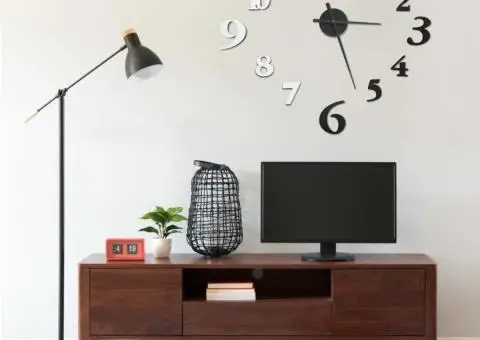 Ceas de perete 3D design modern, negru & alb, 100 cm, XXL - 1/5