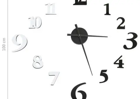 Ceas de perete 3D design modern, negru & alb, 100 cm, XXL - 5/5