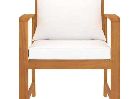 Scaune de grădină cu pernă crem, 2 buc., lemn masiv de acacia - 2/5