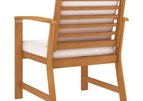 Scaune de grădină cu pernă crem, 2 buc., lemn masiv de acacia - 4/5