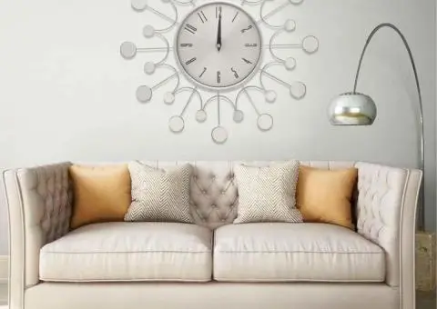 Ceas de perete, argintiu, 40 cm, metal - 1/5