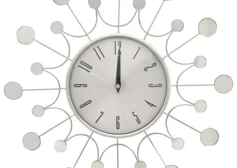 Ceas de perete, argintiu, 40 cm, metal - 2/5