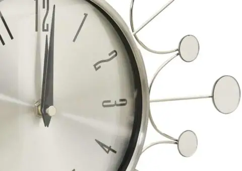 Ceas de perete, argintiu, 40 cm, metal - 4/5