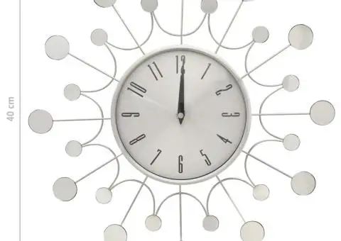 Ceas de perete, argintiu, 40 cm, metal - 5/5