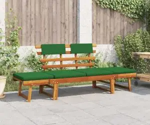 vidaXL Bancă de grădină cu perne 2-în-1, 190 cm, lemn masiv acacia