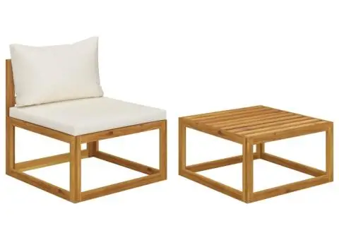 Set canapea de grădină cu perne, 2 piese, lemn masiv de acacia - 1/5