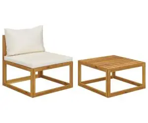vidaXL Set canapea de grădină cu perne, 2 piese, lemn masiv de acacia