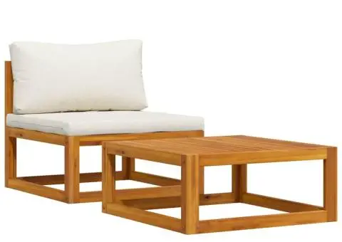 Set canapea de grădină cu perne, 2 piese, lemn masiv de acacia - 3/5