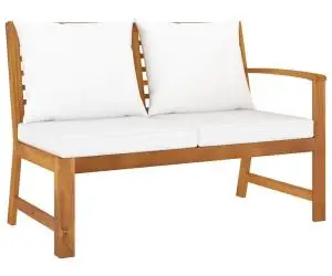 vidaXL Bancă de grădină, perne crem, 114,5 cm, lemn masiv de acacia