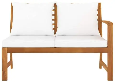 Bancă de grădină, perne crem, 114,5 cm, lemn masiv de acacia - 3/5