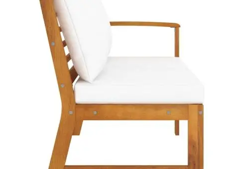 Bancă de grădină, perne crem, 114,5 cm, lemn masiv de acacia - 4/5