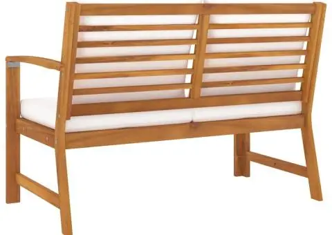 Bancă de grădină, perne crem, 114,5 cm, lemn masiv de acacia - 5/5