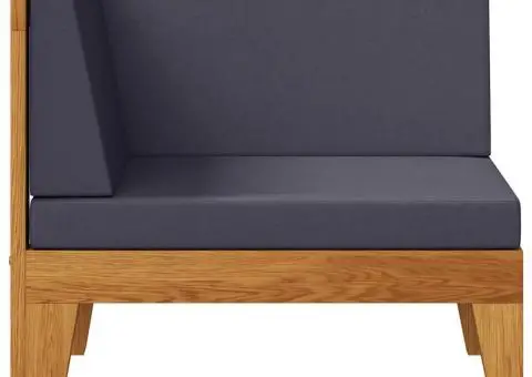 Canapea de colț modulară, perne gri închis, lemn masiv acacia - 3/5