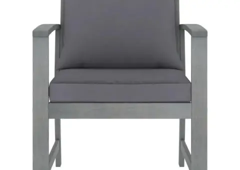 Scaune de grădină, 2 buc., perne gri închis, lemn masiv acacia - 2/5