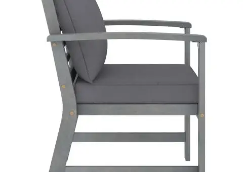 Scaune de grădină, 2 buc., perne gri închis, lemn masiv acacia - 3/5