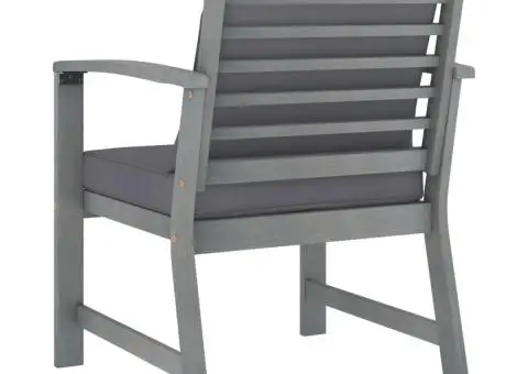 Scaune de grădină, 2 buc., perne gri închis, lemn masiv acacia - 4/5