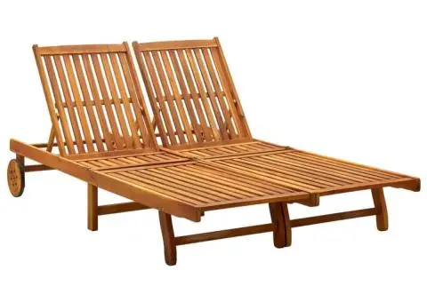 Șezlong, 2 persoane, lemn masiv de acacia - 1/5