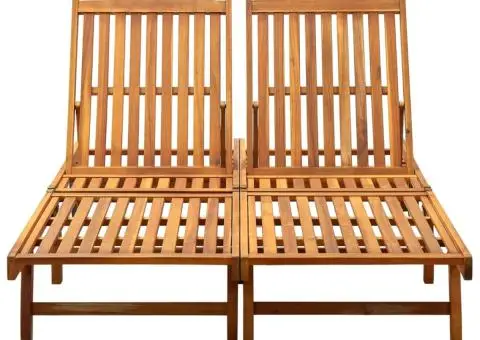 Șezlong, 2 persoane, lemn masiv de acacia - 2/5