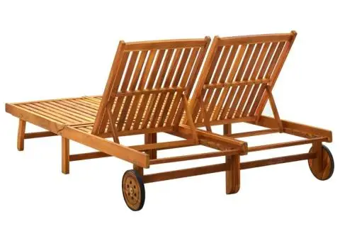 Șezlong, 2 persoane, lemn masiv de acacia - 3/5