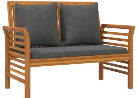 Banchetă canapea cu perne gri închis, lemn masiv de acacia - 2/5