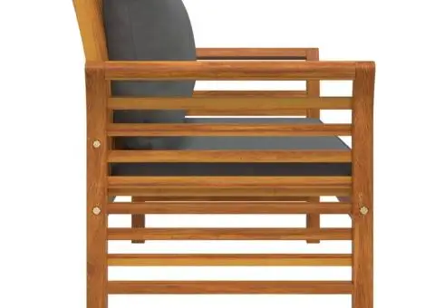 Banchetă canapea cu perne gri închis, lemn masiv de acacia - 5/5