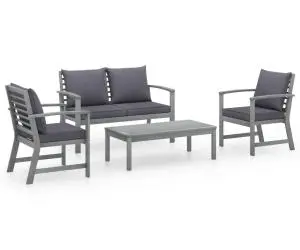 vidaXL Set mobilier de grădină cu perne, 4 piese, lemn masiv de acacia