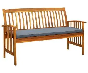 vidaXL Bancă de grădină cu pernă, 147 cm, lemn masiv de acacia