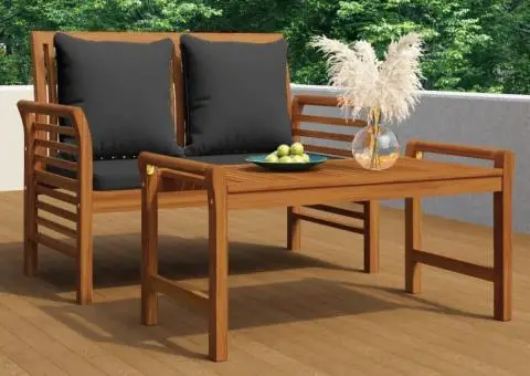 Set mobilier grădină cu perne gri închis, 2 piese, lemn masiv - 1/5