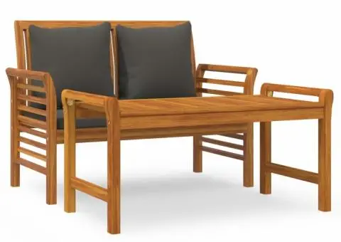 Set mobilier grădină cu perne gri închis, 2 piese, lemn masiv - 2/5