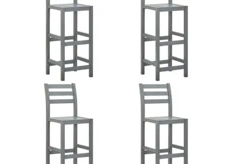 Scaune de bar, 4 buc., gri, lemn masiv de acacia - 1/5